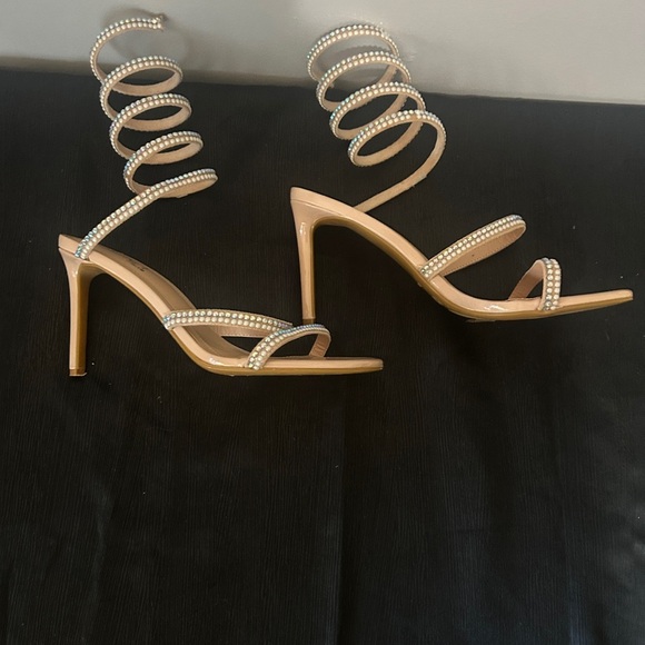 Elegant Nude Spiral Strap Heels - Picture 3 of 5